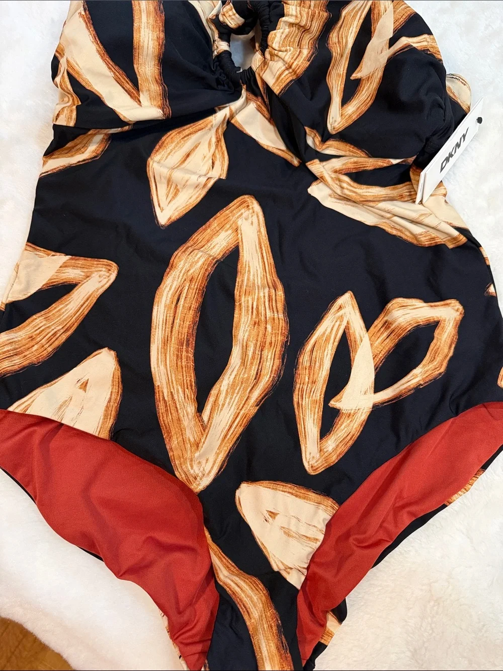 🖤🤎 NWT - DKNY One-Piece Swimsuit XL NWT Halter Tummy Control Designer Swimwear - Picture 2 of 6